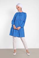 Tesettür giyim LACİVERT ALVİNA PÜSKÜL DETAYLI TUNİK 4470