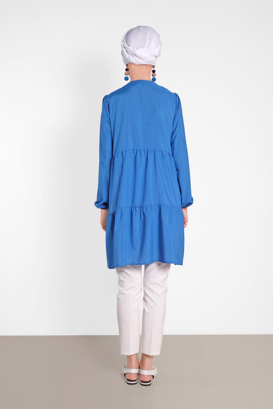 Tesettür giyim LACİVERT ALVİNA PÜSKÜL DETAYLI TUNİK 4470