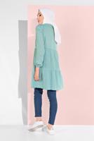 Tesettür giyim MAVİ ALVİNA PÜSKÜL DETAYLI TUNİK 4470