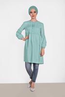 Tesettür giyim MAVİ ALVİNA ÖNÜ DANTEL DETAYLI TUNİK 4471