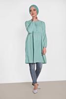 Tesettür giyim MAVİ ALVİNA ÖNÜ DANTEL DETAYLI TUNİK 4471