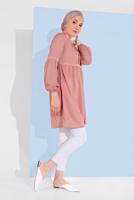 Tesettür giyim PEMBE ALVİNA ÖNÜ DANTEL DETAYLI TUNİK 4471