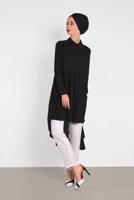 Tesettür giyim SİYAH ALVİNA ASİTMETRİK KESİM TUNİK  4474