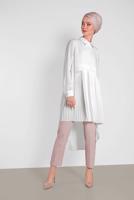 Tesettür giyim KREM ALVİNA ASİTMETRİK KESİM TUNİK  4474