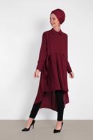 Tesettür giyim BORDO ALVİNA ASİTMETRİK KESİM TUNİK  4474