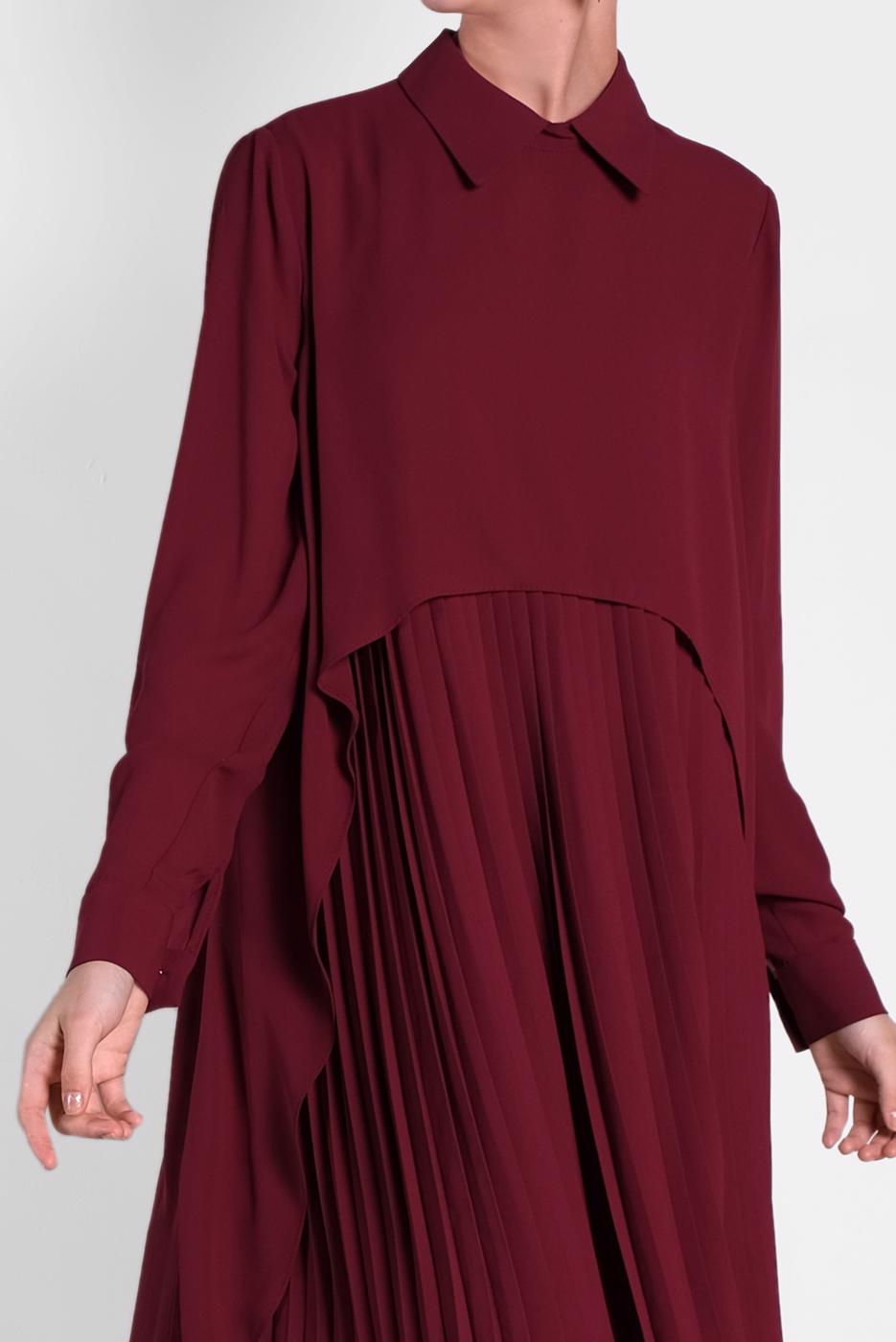 Tesettür giyim BORDO ALVİNA ASİTMETRİK KESİM TUNİK  4474