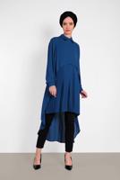 Tesettür giyim LACİVERT ALVİNA ASİTMETRİK KESİM TUNİK  4474