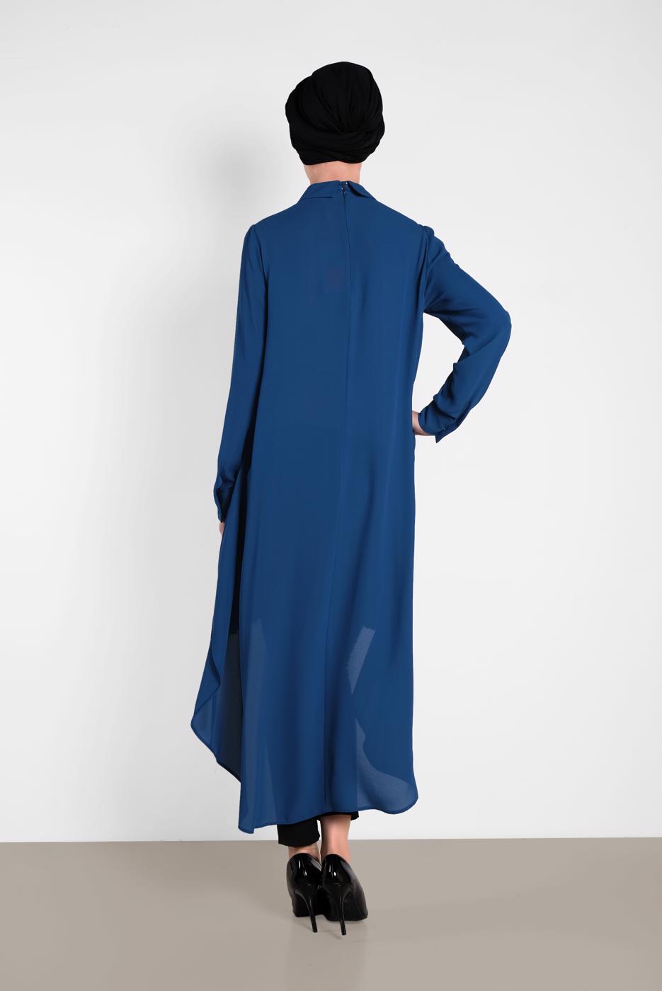 Tesettür giyim LACİVERT ALVİNA ASİTMETRİK KESİM TUNİK  4474