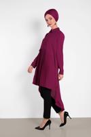 Tesettür giyim MOR ALVİNA ASİTMETRİK KESİM TUNİK  4474