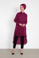 Tesettür giyim MOR ALVİNA ASİTMETRİK KESİM TUNİK  4474
