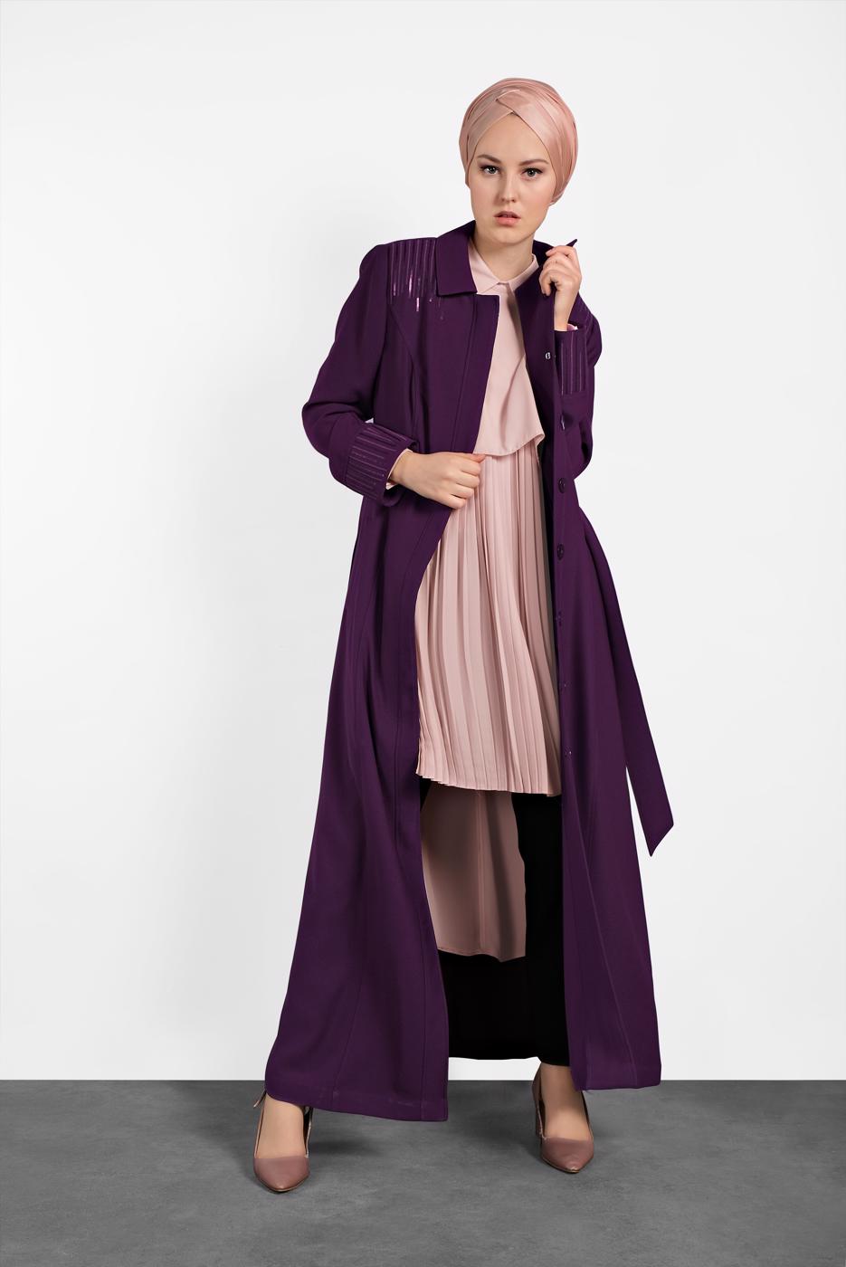 Tesettür giyim PUDRA ALVİNA ASİTMETRİK KESİM TUNİK  4474
