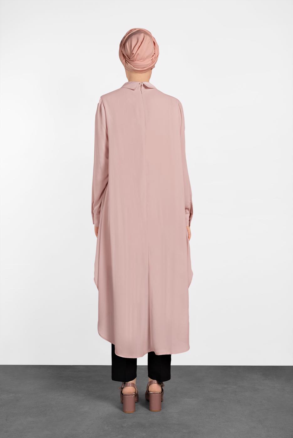 Tesettür giyim PUDRA ALVİNA ASİTMETRİK KESİM TUNİK  4474