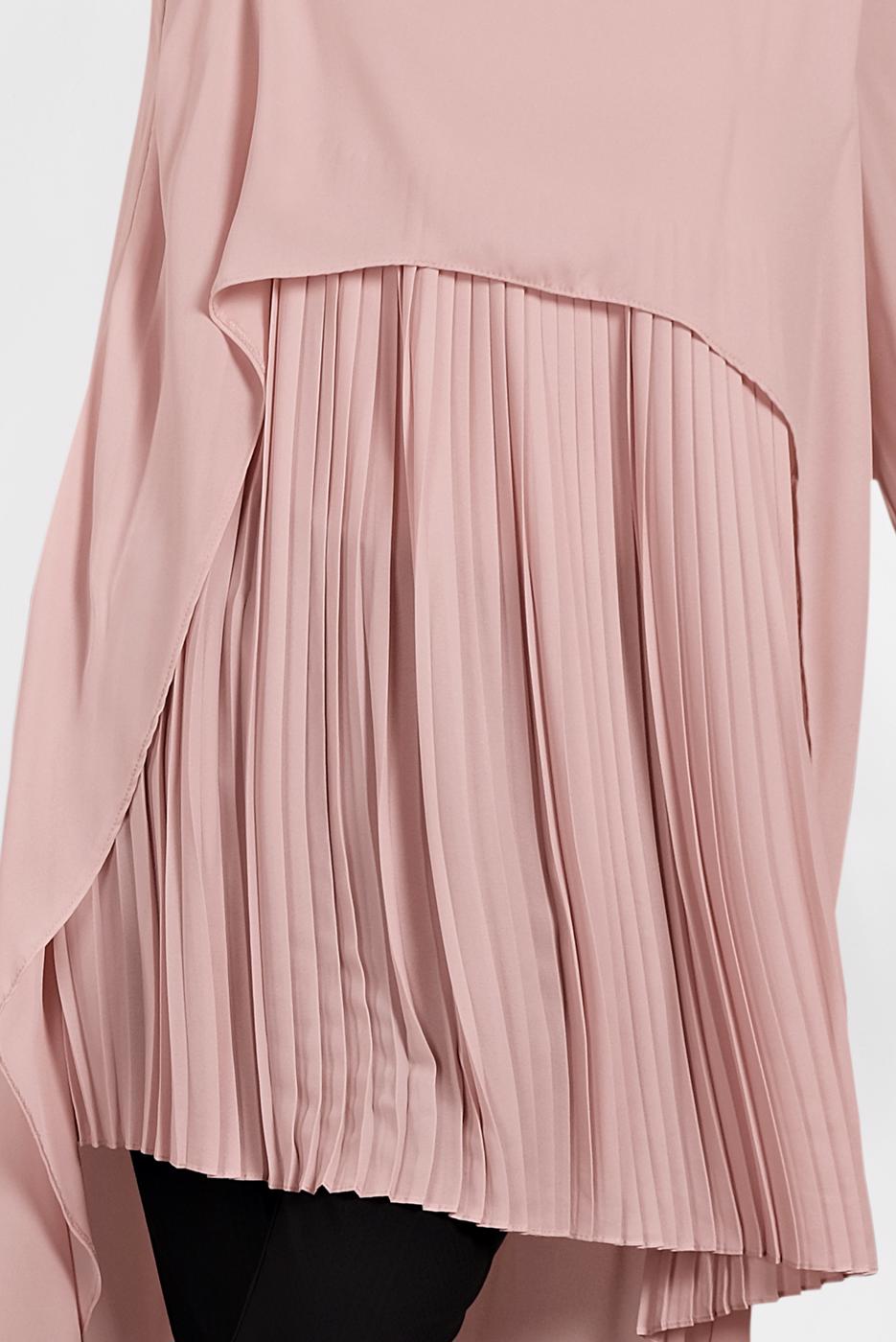 Tesettür giyim PUDRA ALVİNA ASİTMETRİK KESİM TUNİK  4474