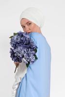 Tesettür giyim MAVİ ALVİNA İKİLİ OMUZ DETAYLI TUNİK 4475