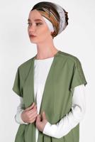 Tesettür giyim HAKİ ALVİNA İKİLİ OMUZ DETAYLI TUNİK 4475