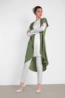 Tesettür giyim HAKİ ALVİNA İKİLİ OMUZ DETAYLI TUNİK 4475