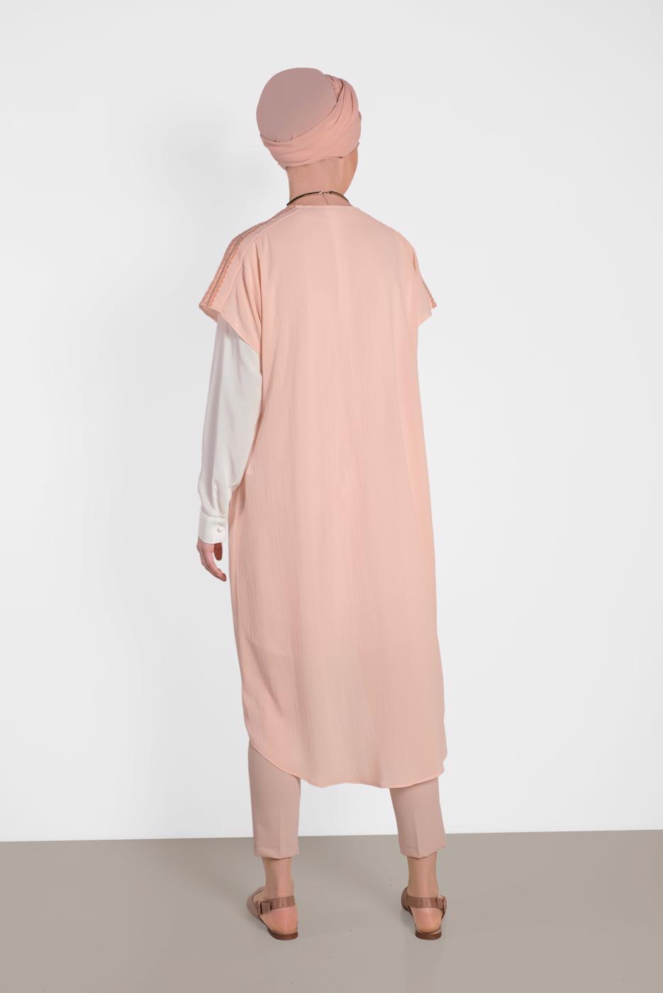 Tesettür giyim PUDRA ALVİNA İKİLİ OMUZ DETAYLI TUNİK 4475
