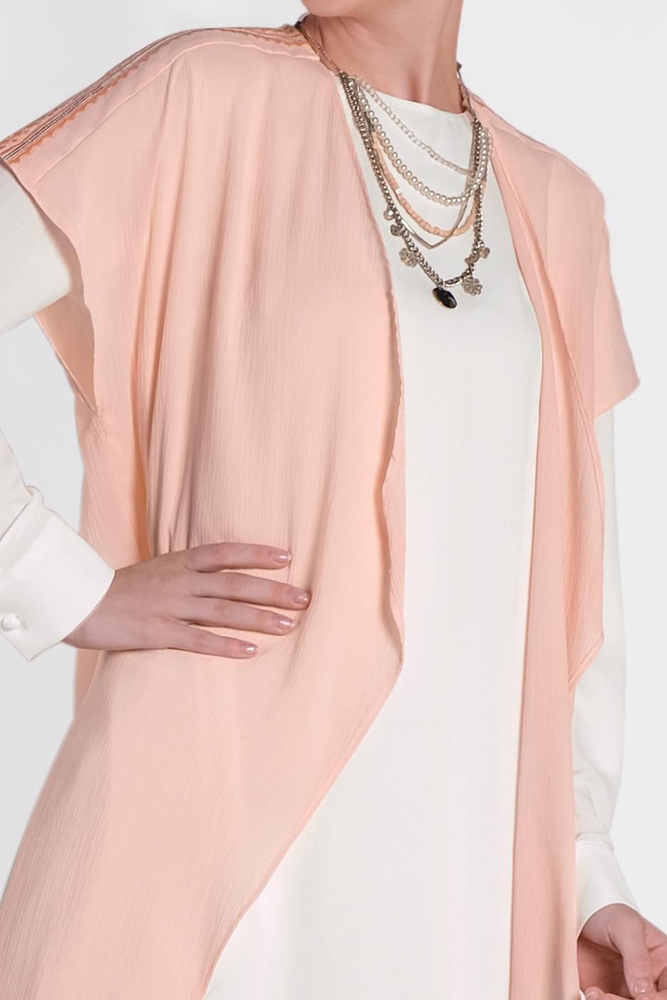 Tesettür giyim PUDRA ALVİNA İKİLİ OMUZ DETAYLI TUNİK 4475