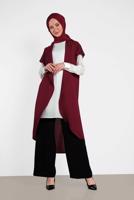 Tesettür giyim KIRMIZI ALVİNA İKİLİ OMUZ DETAYLI TUNİK 4475