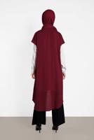 Tesettür giyim KIRMIZI ALVİNA İKİLİ OMUZ DETAYLI TUNİK 4475
