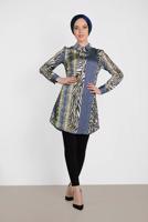 Tesettür giyim LACİVERT ALVİNA KARIŞIK DESENLİ TUNİK 4491