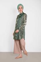 Tesettür giyim YEŞİL ALVİNA KARIŞIK DESENLİ TUNİK 4491