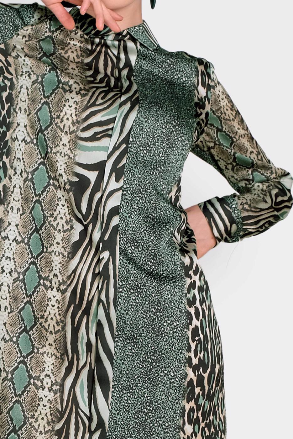 Tesettür giyim YEŞİL ALVİNA KARIŞIK DESENLİ TUNİK 4491