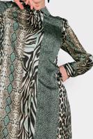 Tesettür giyim YEŞİL ALVİNA KARIŞIK DESENLİ TUNİK 4491