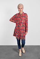 Tesettür giyim KIRMIZI ALVİNA LEOPAR DESENLİ TUNİK 4492