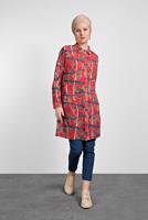 Tesettür giyim KIRMIZI ALVİNA LEOPAR DESENLİ TUNİK 4492