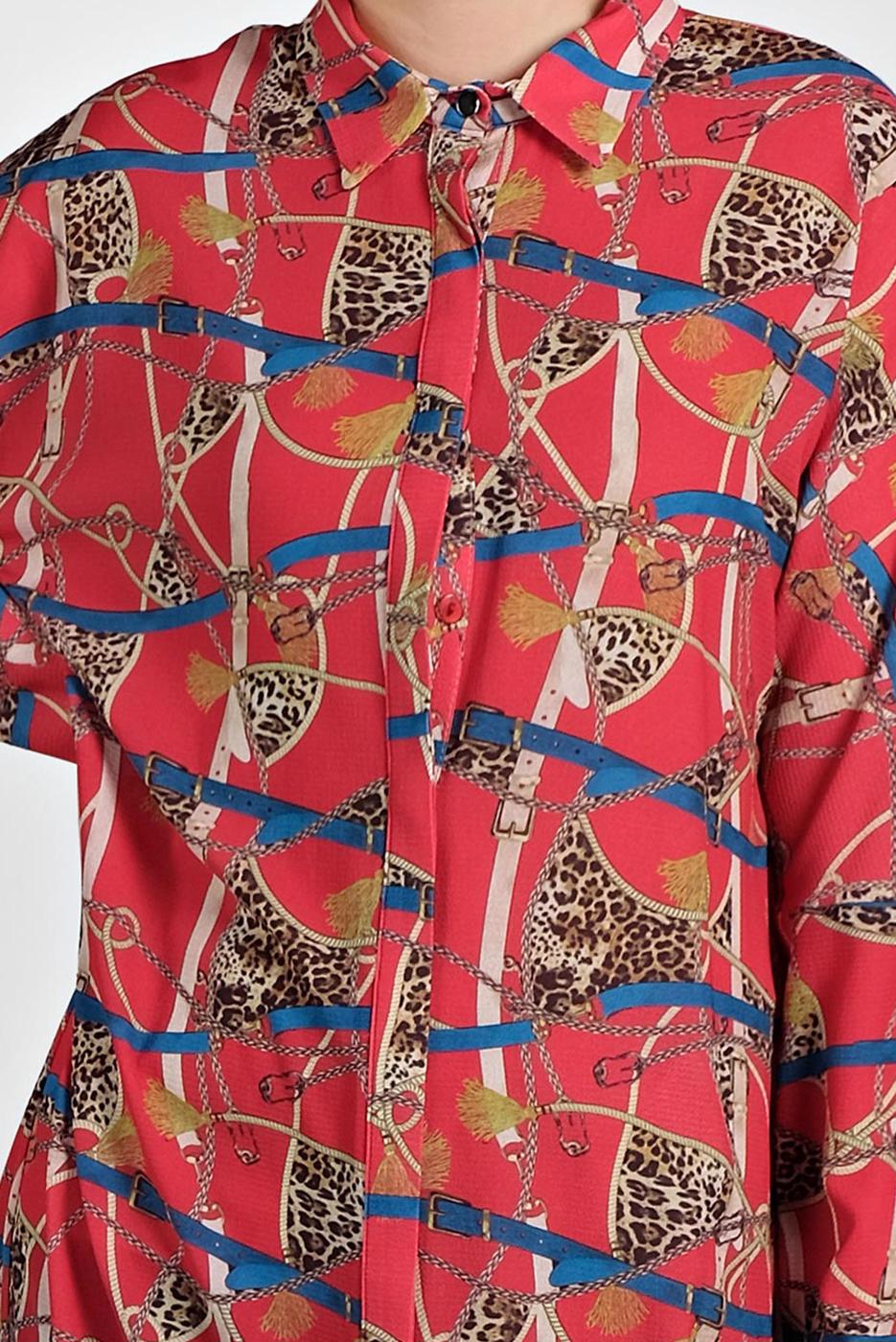 Tesettür giyim KIRMIZI ALVİNA LEOPAR DESENLİ TUNİK 4492