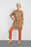 Tesettür giyim KAHVE ALVİNA LEOPAR DESENLİ TUNİK 4492