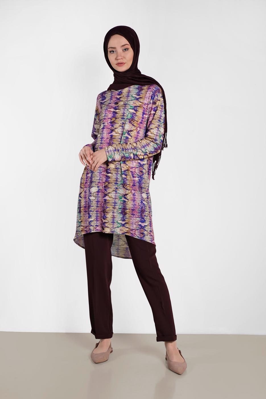 Tesettür giyim MOR ALVİNA ÇOK RENKLİ TUNİK 4493