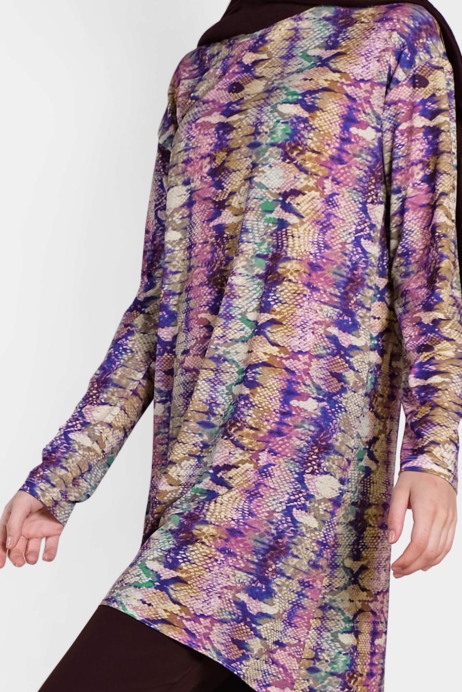 Tesettür giyim MOR ALVİNA ÇOK RENKLİ TUNİK 4493