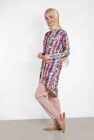 Tesettür giyim FUŞYA ALVİNA ÇOK RENKLİ TUNİK 4493
