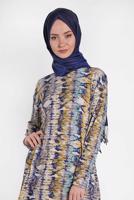 Tesettür giyim LACİVERT ALVİNA ÇOK RENKLİ TUNİK 4493