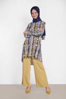 Tesettür giyim LACİVERT ALVİNA ÇOK RENKLİ TUNİK 4493