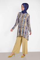 Tesettür giyim LACİVERT ALVİNA ÇOK RENKLİ TUNİK 4493