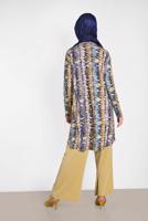 Tesettür giyim LACİVERT ALVİNA ÇOK RENKLİ TUNİK 4493