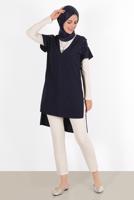 Tesettür giyim LACİVERT ALVİNA  ŞERİT DETAYLI TUNİK 4511 