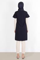 Tesettür giyim LACİVERT ALVİNA  ŞERİT DETAYLI TUNİK 4511 