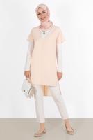 Tesettür giyim PUDRA ALVİNA  ŞERİT DETAYLI TUNİK 4511 