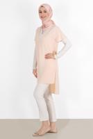 Tesettür giyim PUDRA ALVİNA  ŞERİT DETAYLI TUNİK 4511 