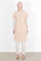 Tesettür giyim PUDRA ALVİNA  ŞERİT DETAYLI TUNİK 4511 