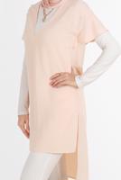 Tesettür giyim PUDRA ALVİNA  ŞERİT DETAYLI TUNİK 4511 