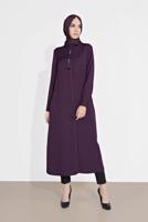 Tesettür giyim MOR ALVİNA KLASİK YANLARI YIRTMAÇLI TUNİK 4854