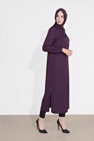Tesettür giyim MOR ALVİNA KLASİK YANLARI YIRTMAÇLI TUNİK 4854