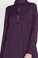 Tesettür giyim MOR ALVİNA KLASİK YANLARI YIRTMAÇLI TUNİK 4854