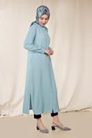 Tesettür giyim MAVİ ALVİNA KLASİK YANLARI YIRTMAÇLI TUNİK 4854
