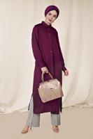 Tesettür giyim MOR ALVİNA KLASİK YANLARI YIRTMAÇLI TUNİK 4854